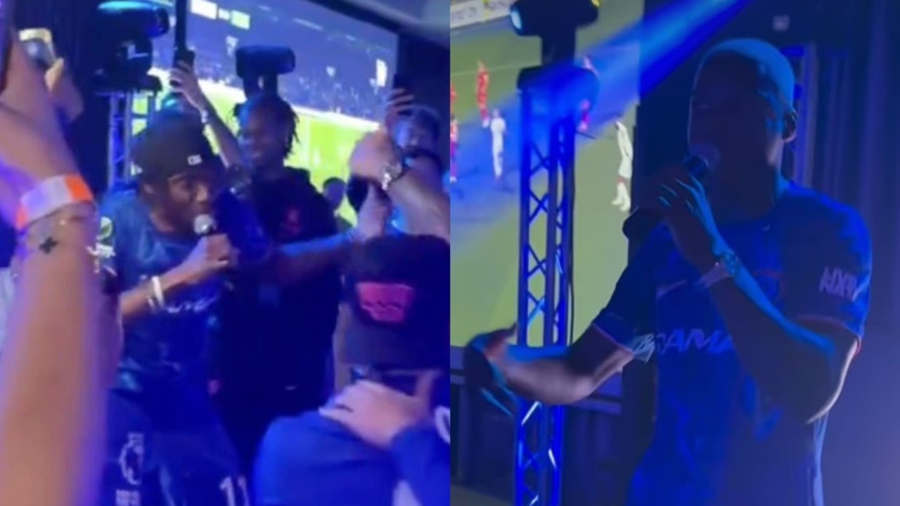Noni Madueke steals Conference League celebrations show with karaoke rap