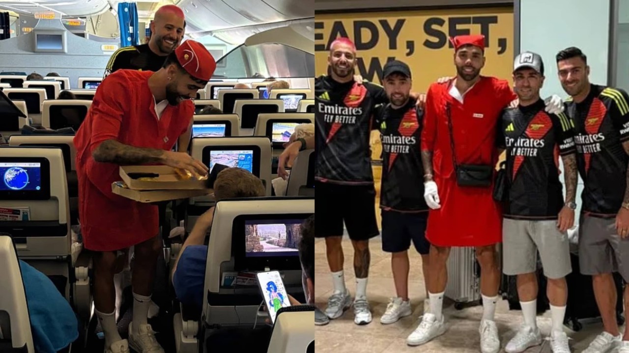 David Raya: Arsenal goalkeeper dons hilarious stag do outfit on Las Vegas flight