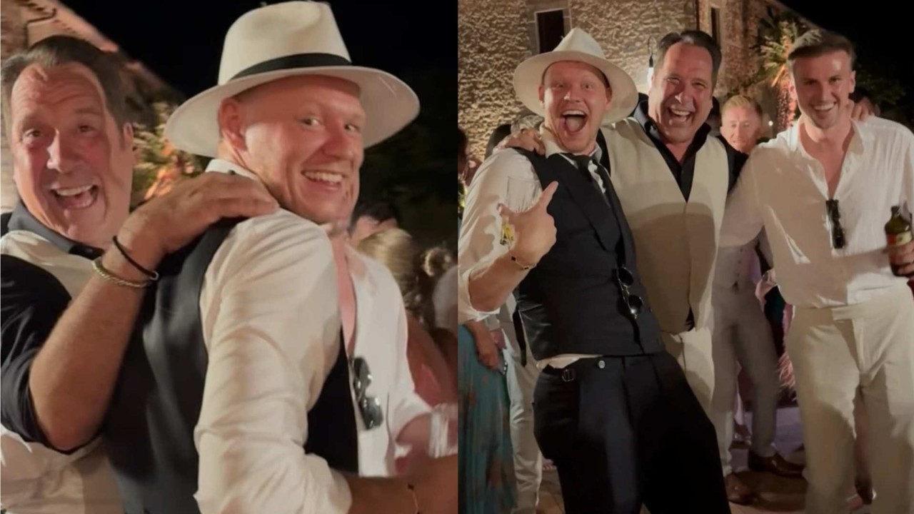 Aaron Ramsdale parties with Premier League legend at his Italian wedding