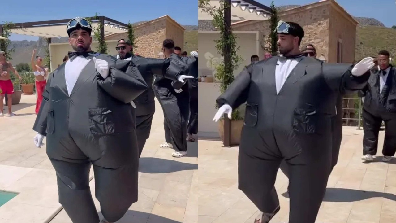 David Raya hilariously arrives to his wedding wearing giant inflatable tuxedo